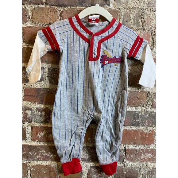 All-Star Classic Character’s “SLUGGER 3” Baseball Stripes One-Piece Suit Baby Si - Picture 1 of 8